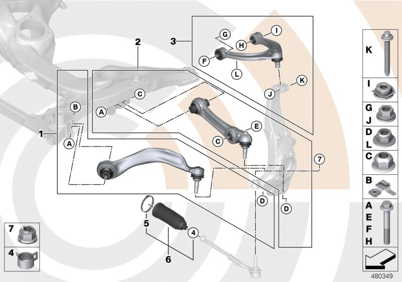 BMW 31122450813 Wishbone Repair Kit Bottom Left