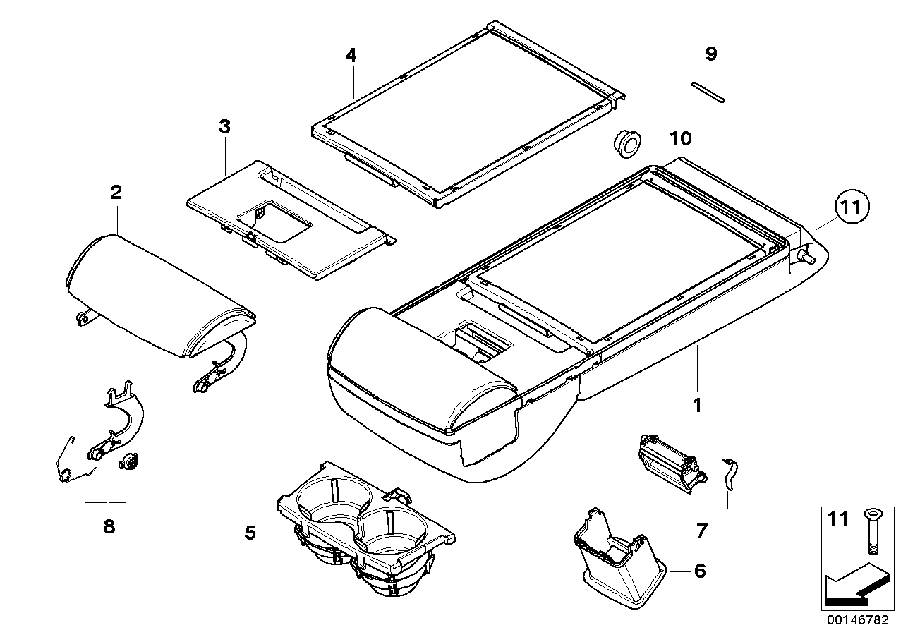 BMW 52207135906 Cover, Through-Loading System Armrest Vinyl