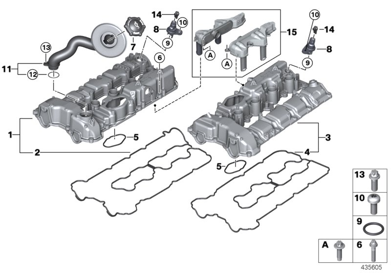 BMW 11158636540 Set, Oil Separator, Cylinder Head Cover