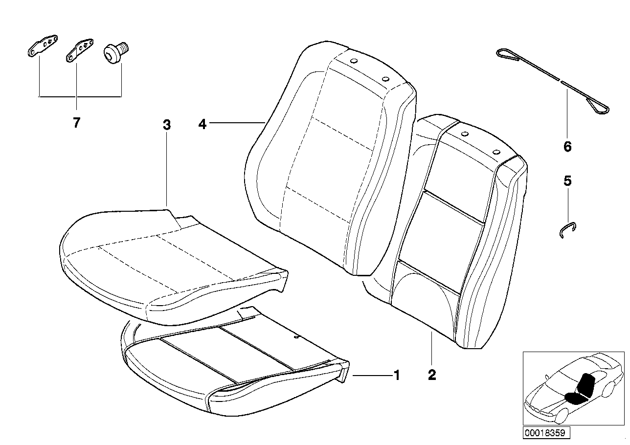 BMW 52107048431 Cover Backrest, Leather