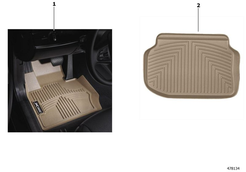 BMW 82112220879 All Weather Floor Liners, Front - Beige