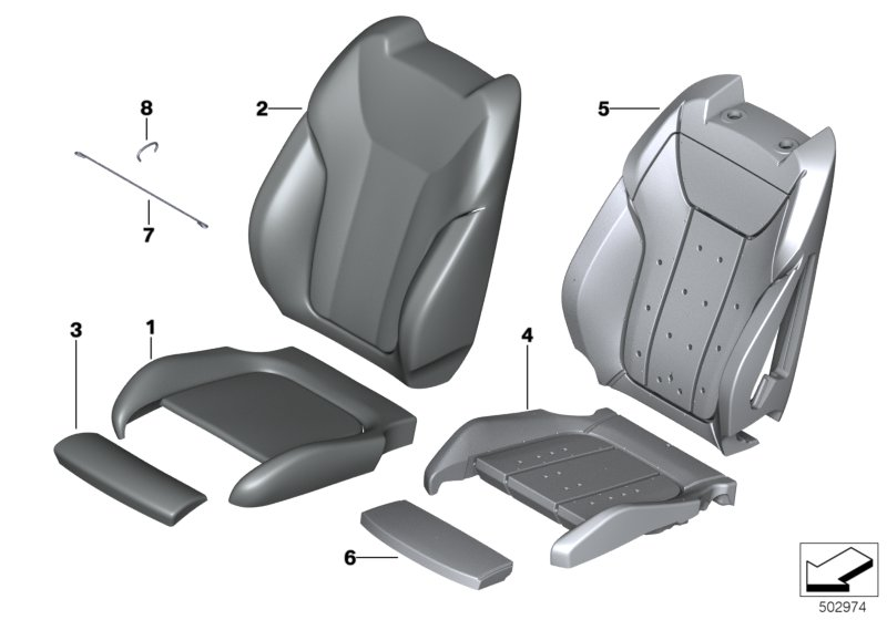 BMW 52108079606 LEATHER COVER SPORT BACKREST