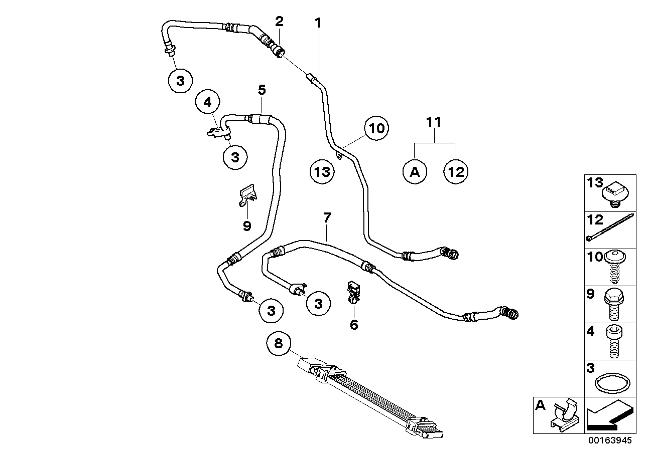 BMW 17227571985 Transmission Oil Cooler Line, Return