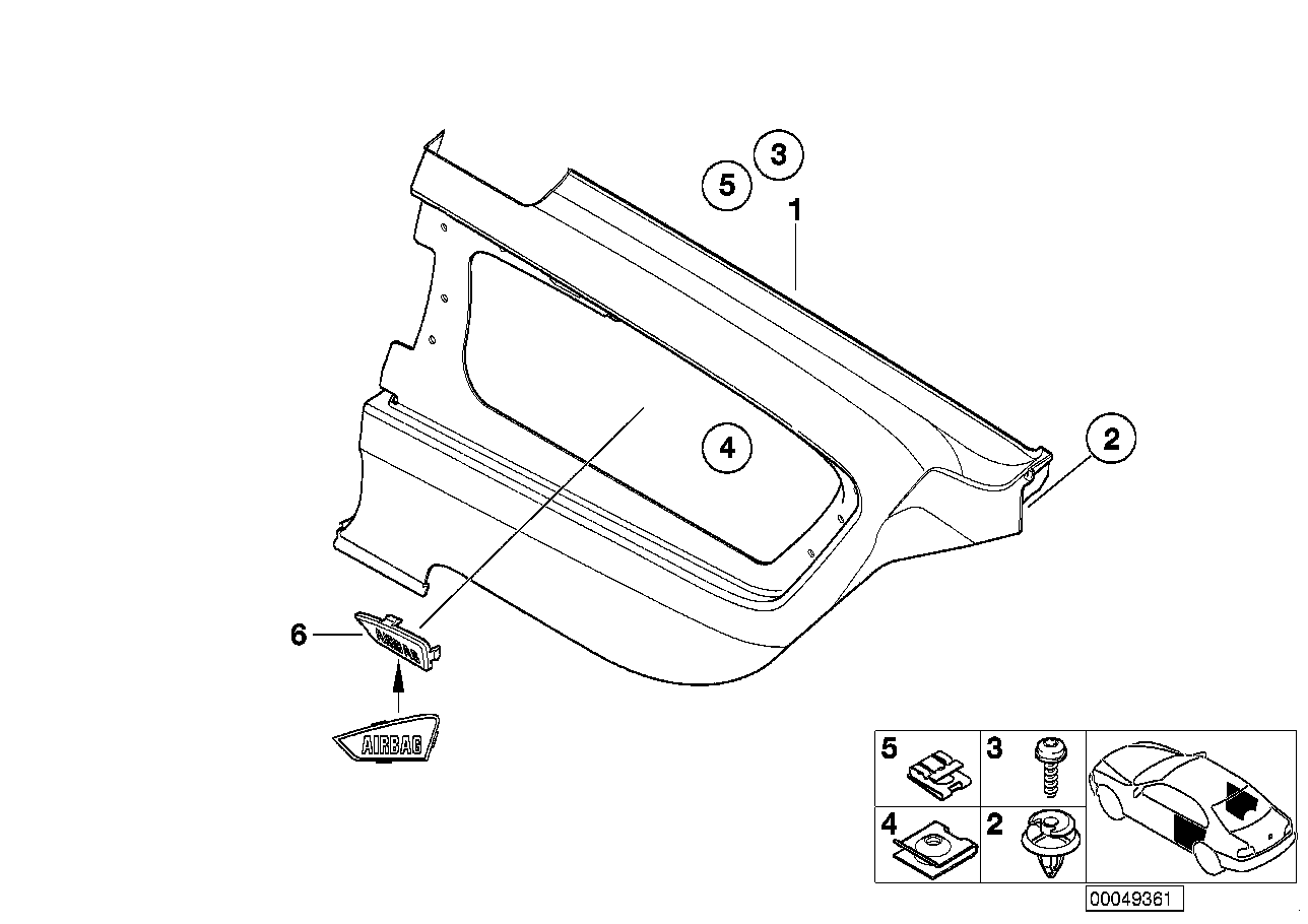 BMW 51438253025 Cover,Airbag,Lateral Trim Panel Left