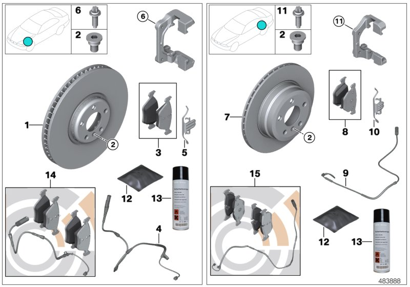 BMW 34212449287 Set, Brake Pads, With Brake-Pad Sensor