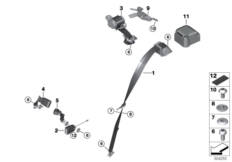 BMW 72117313392 Belt Lock, Middle Rear