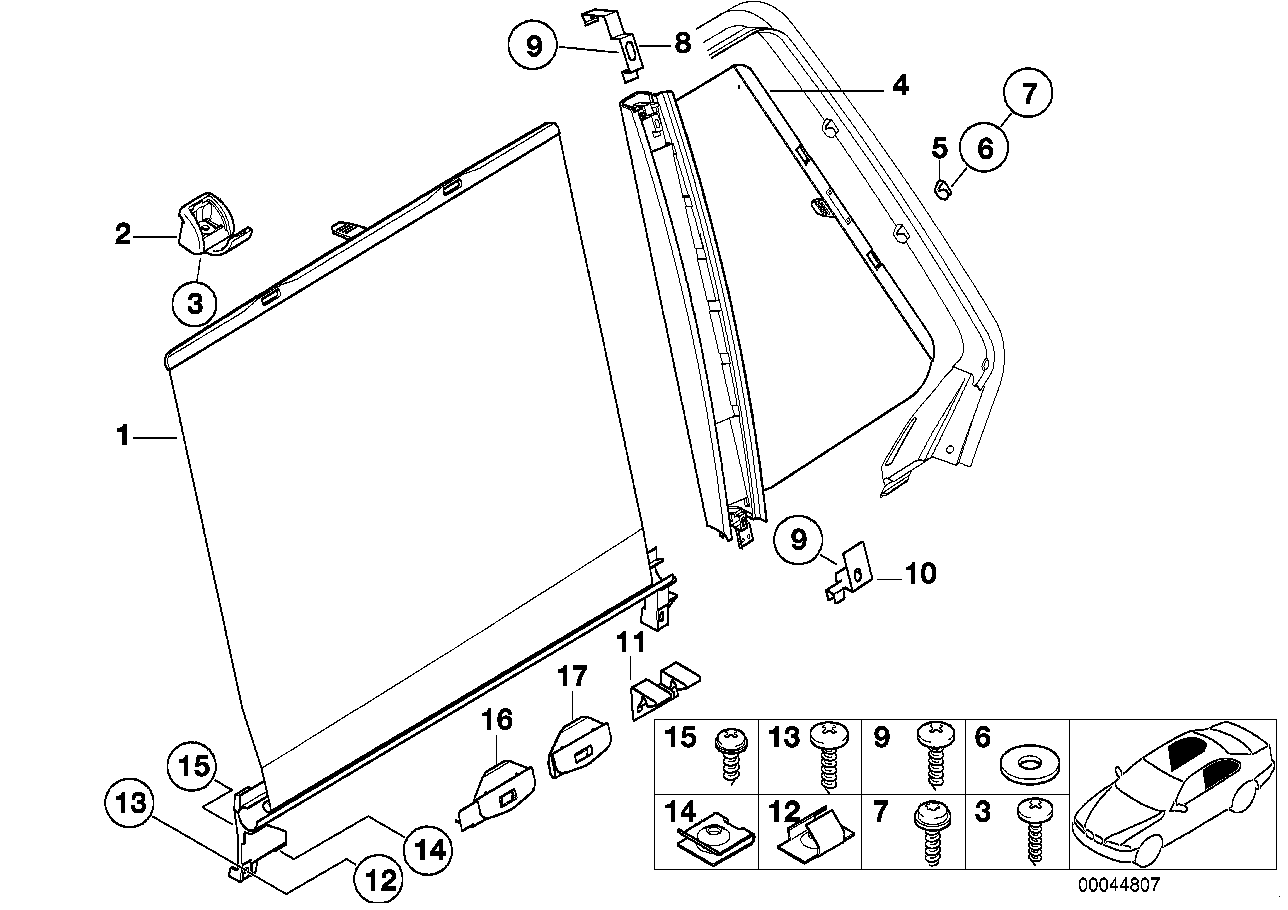 BMW 51168225718 Right Rear Door Sun Blind