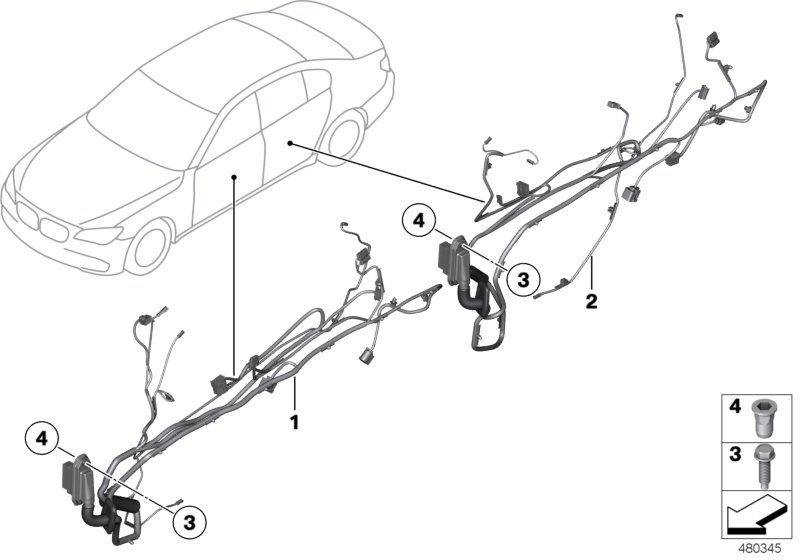 BMW 61129302938 Door Wiring Harness, Rear