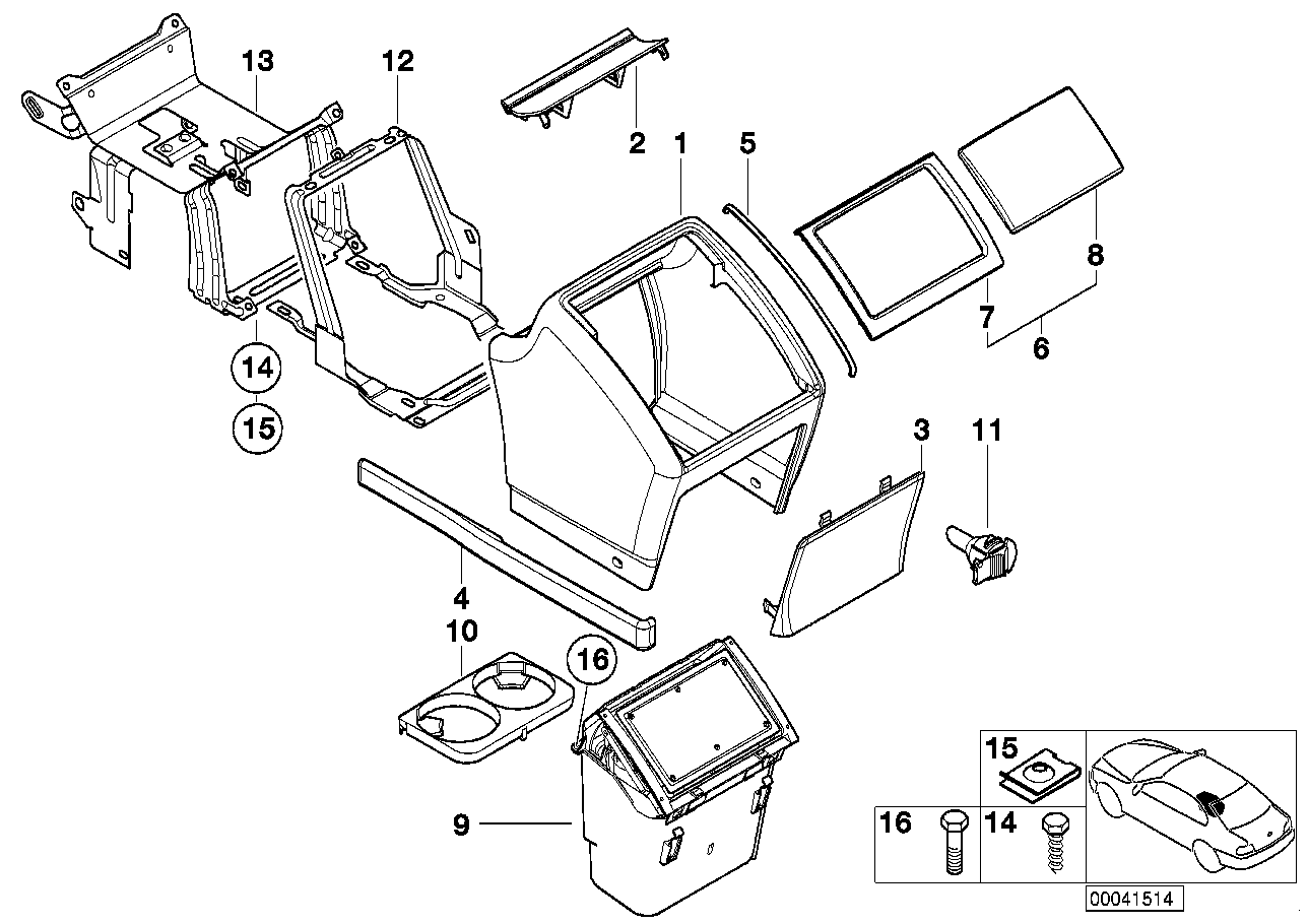 BMW 51168230129 Cover, Rear Console, Front