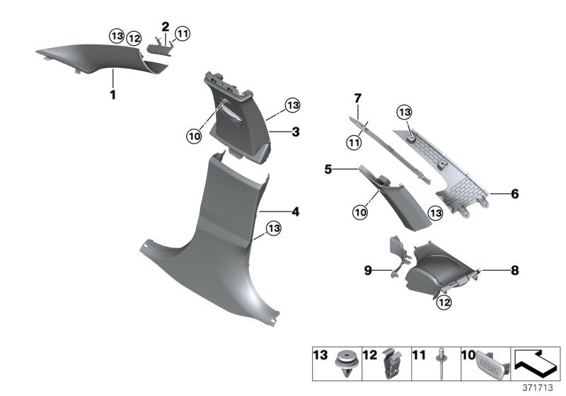 BMW 51438059308 Cover, Column D, Right