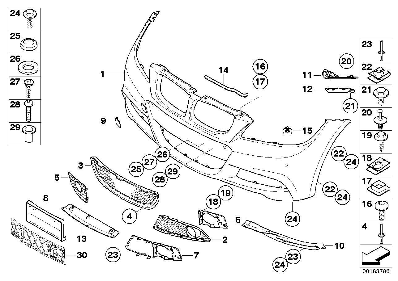 BMW 51112410005 Set, Mounting Parts, Bumper, Front