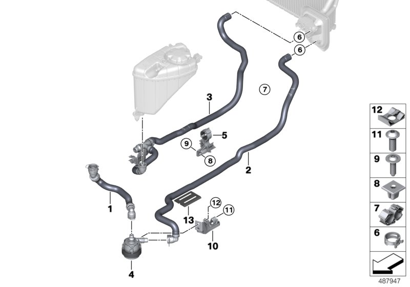 BMW 64219299658 COOLANT HOSE, SUPPLY 1