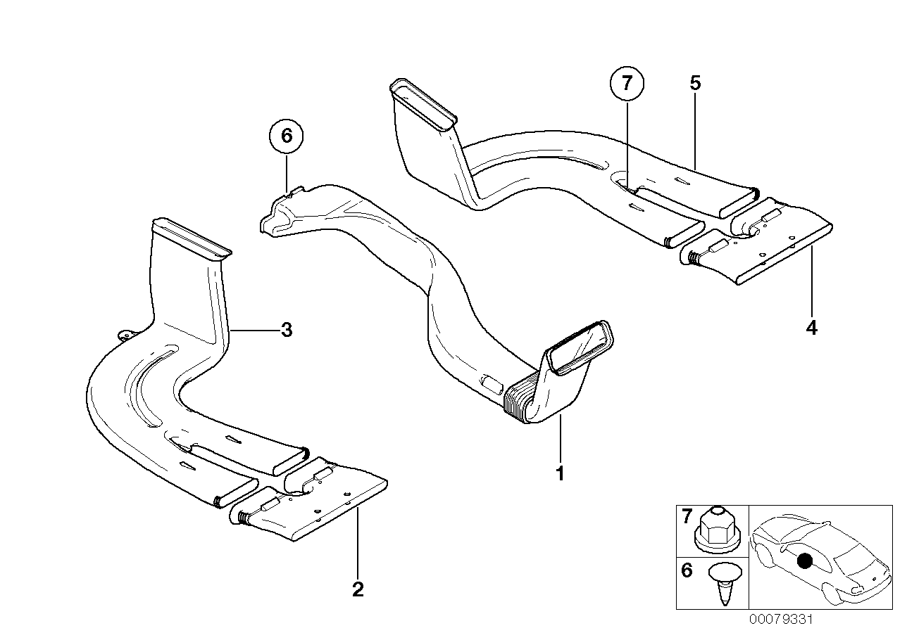 BMW 64228408772 Heater Duct, Rear, Rear Right