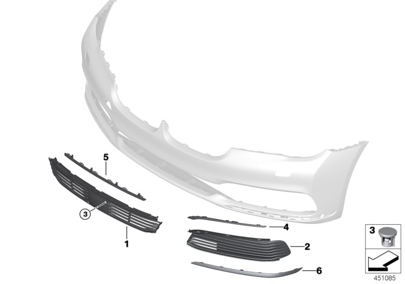 BMW 51117369407 Grille, Air Inlet, Partly Closed, Left