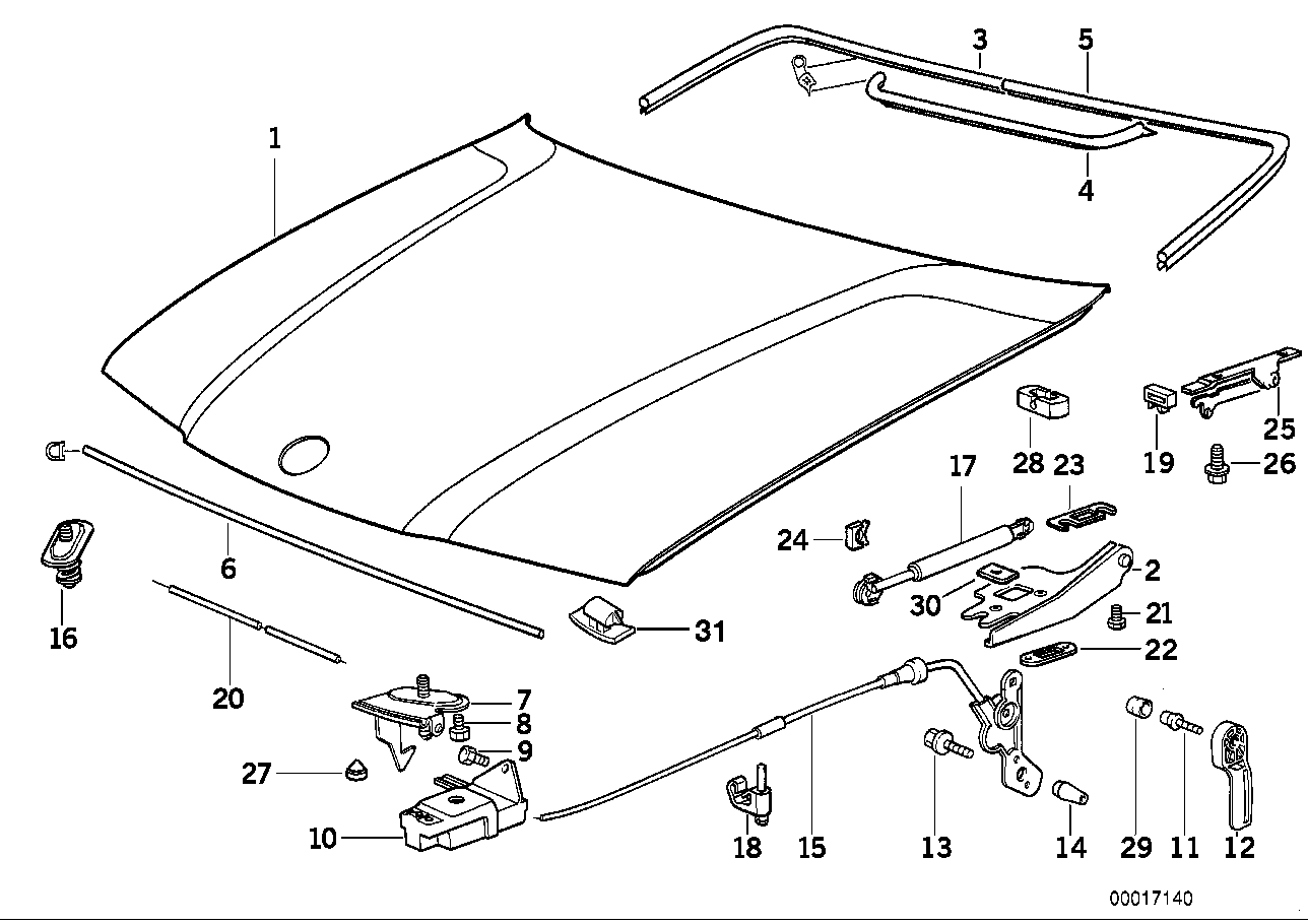 BMW 51231977450 Engine Hood Mechanism