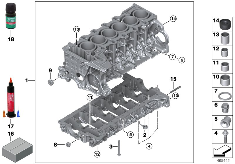 BMW 11110426591 Set Of Aluminum Screws For Complete.Crankcase