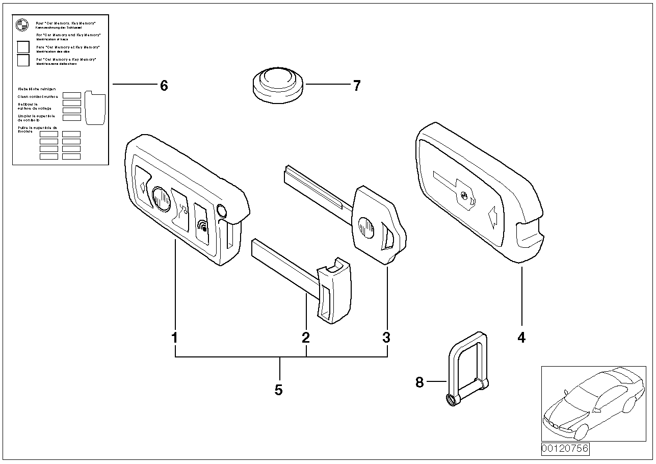 BMW 51210030318 Set Of Keys With Cas Control Unit