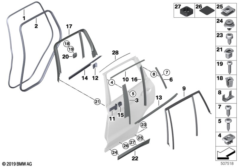 BMW 51357410050 Cover, Column C, Door, Rear Right