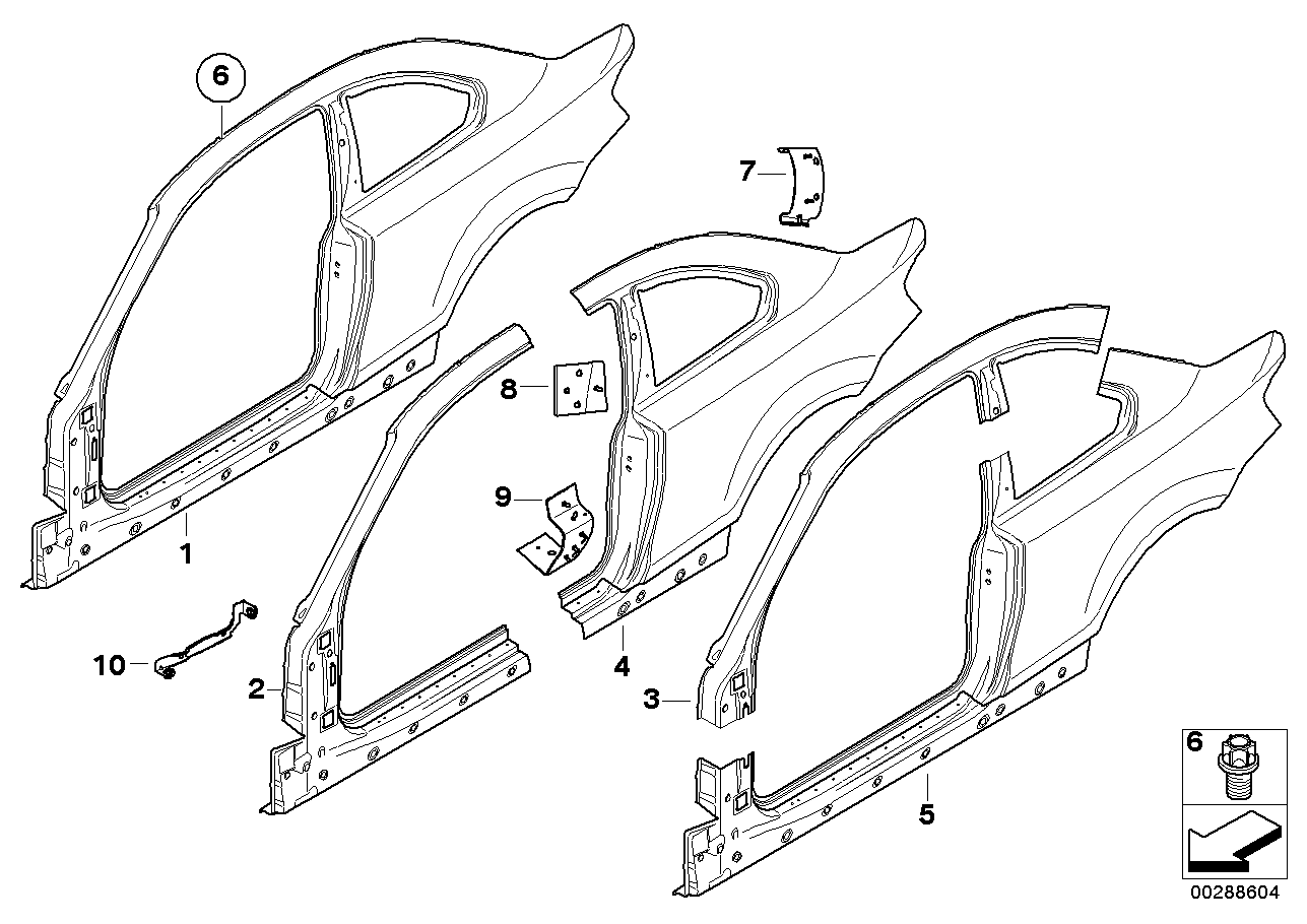 BMW 41008052628 Right Rear Side Panel