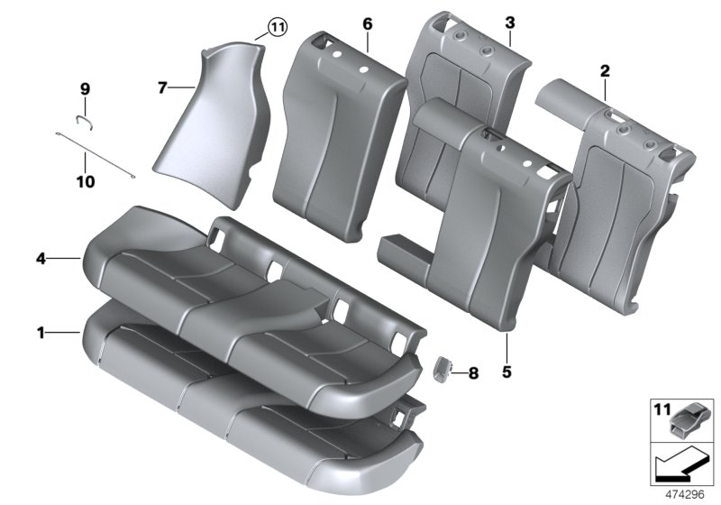 BMW 52207319661 Left Backrest Upholstery