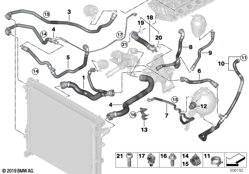 BMW 64219398803 COOLANT HOSE, RETURN