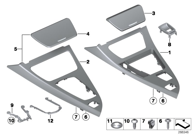 BMW 51169242727 Set, Decorative Trims, Shiny Oak Wood