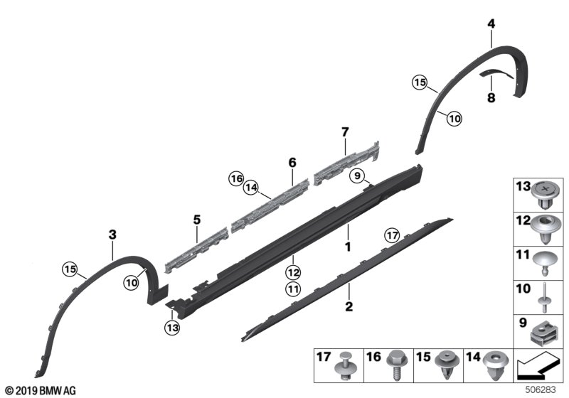 BMW 51778069695 ROCKER PANEL STRIP, PAINTED