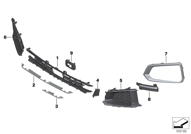 BMW 51117492324 TRIM ON GRILL, SIDE, RIGHT