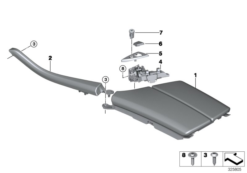 BMW 51169299323 Armrest, Leather, Front Middle