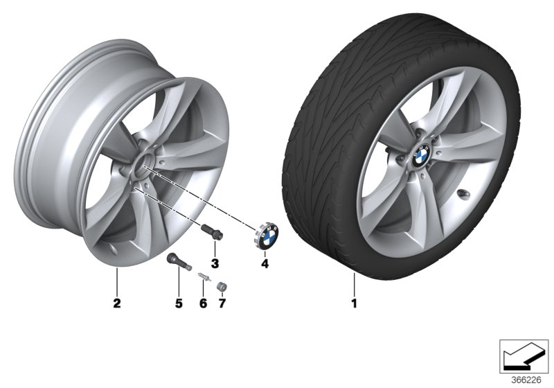 BMW 36116876767 Light Alloy Rim, Black