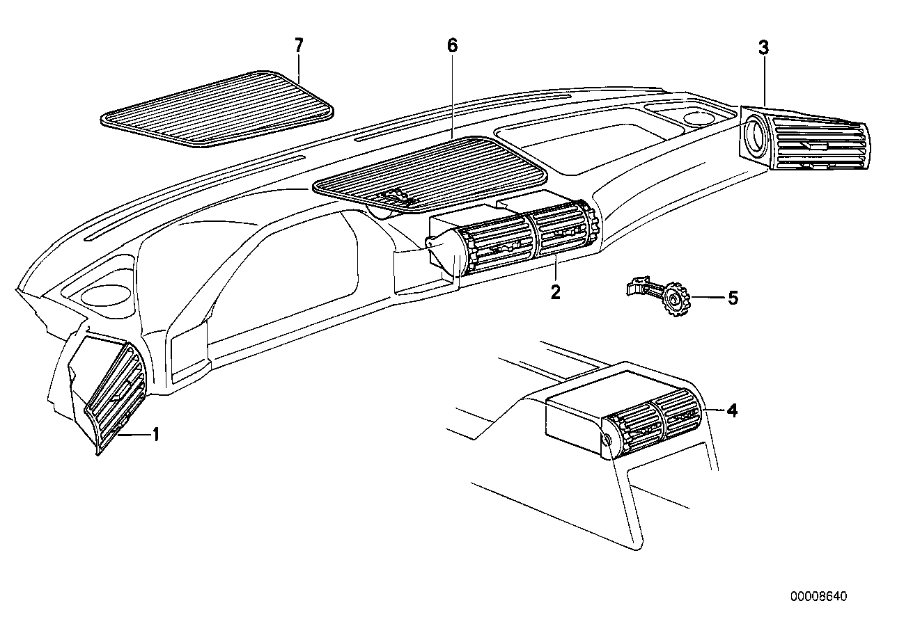 BMW 64228390463 Fresh Air Grille Center