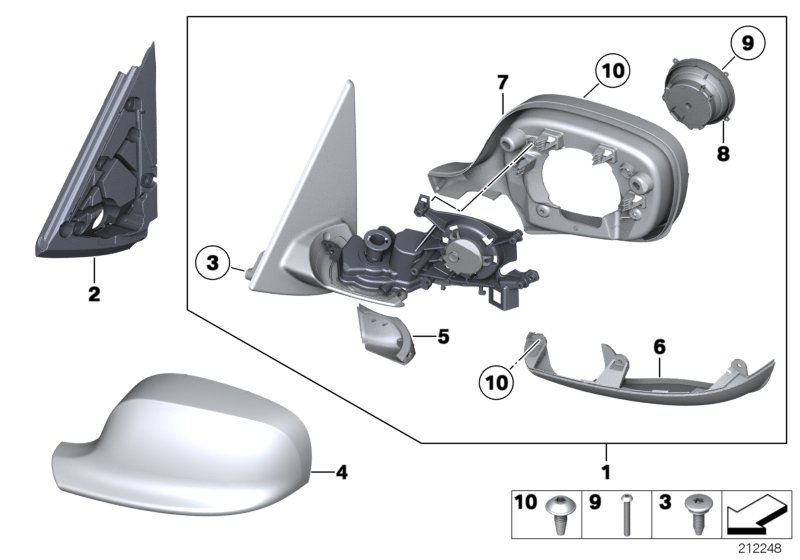 BMW 51162993781 Heated Outside Mirror, Memory Bus, Left