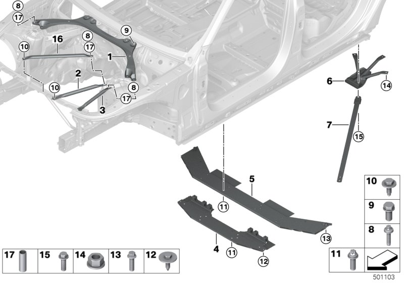 BMW 51617408386 Cross-Brace, Right