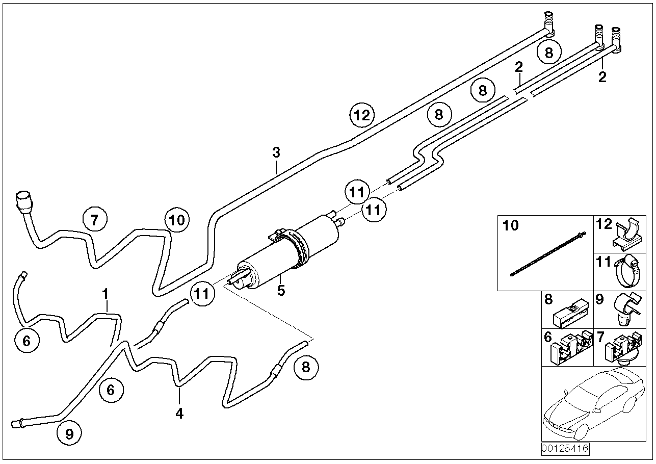 BMW 16127177209 Fuel Line, Rear Long