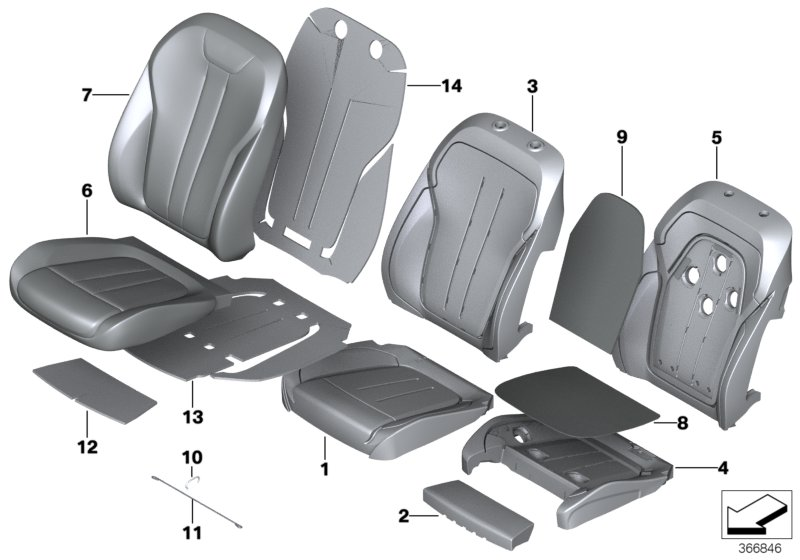 BMW 52107411537 Cover, Comfort. Backrest, A/C Leather, Left