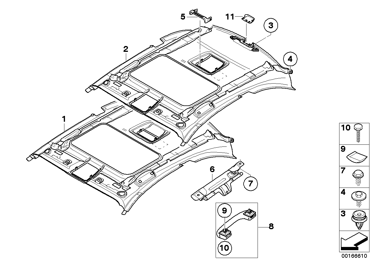 BMW 51442997380 Headlining, Lift-Up & Slide-Back Sunroof