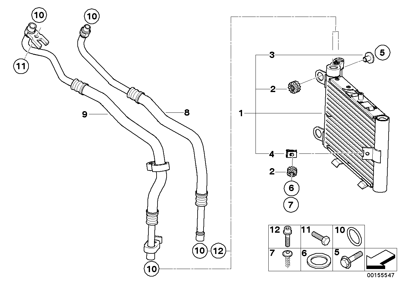 BMW 17223448666 Engine Oil Cooler Pipe, Return