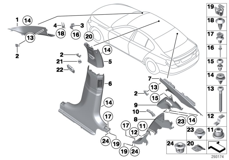 BMW 51438035922 Trim, C-Pillar, Leather, Top Right