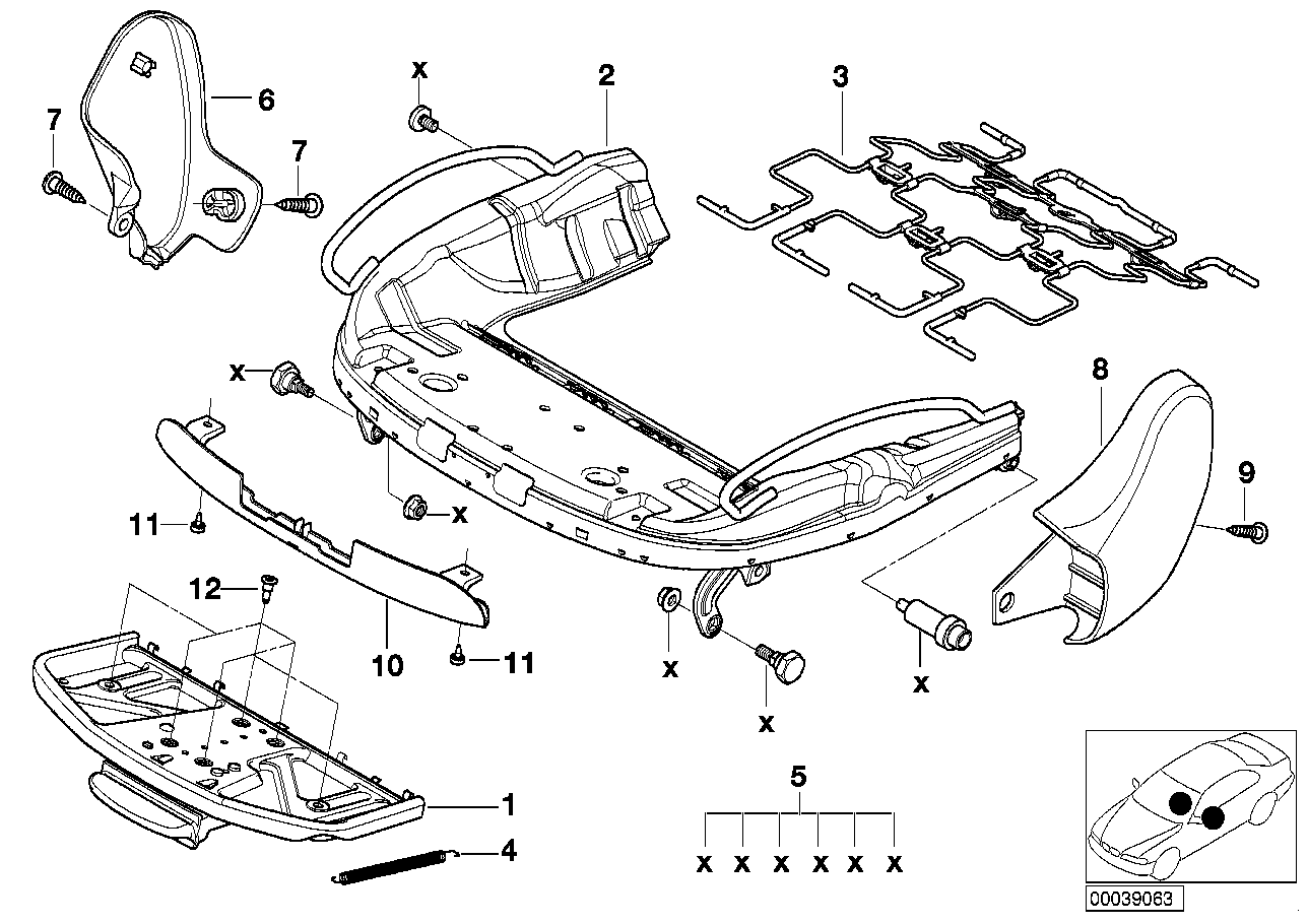 BMW 52108240496 Set Of Fittings For Thigh Support