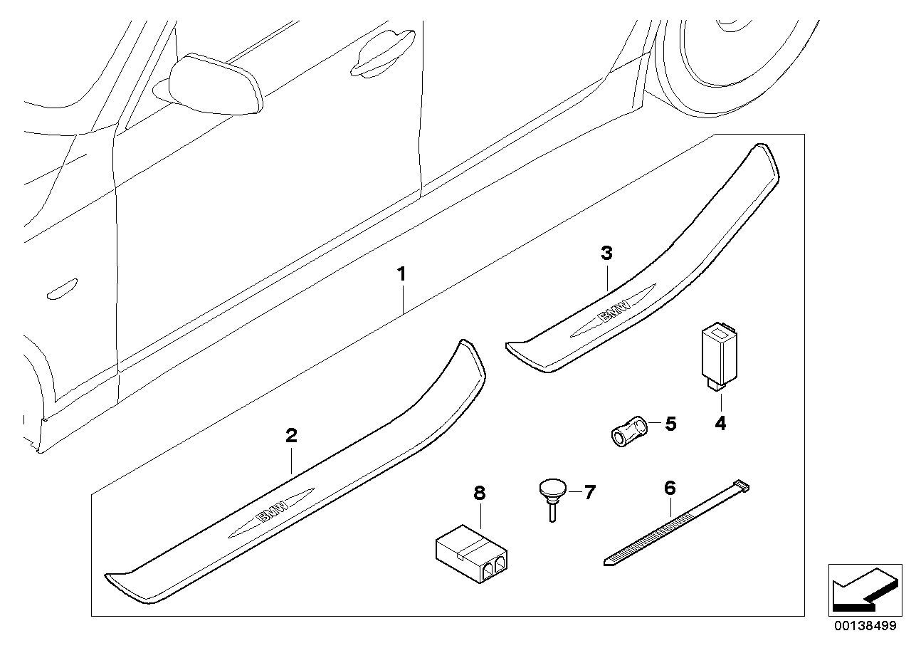 BMW 51470396726 Illuminated Door Sill Strip Retrofit Kit