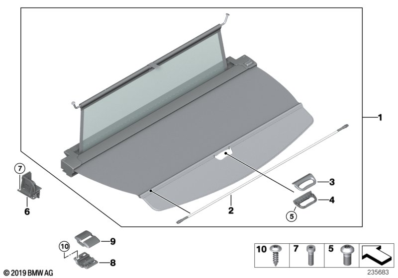 BMW 51477290007 Roller Blind Pull-Out Bar