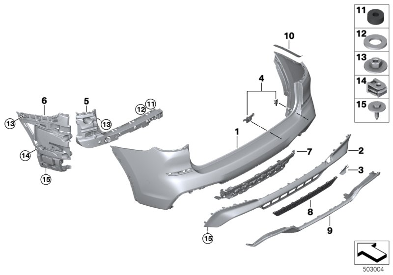 BMW 51128073345 GRILL FOR BUMPER, REAR