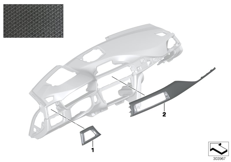 BMW 51457985101 DECOR STRIP, LEATHR, INSTR.