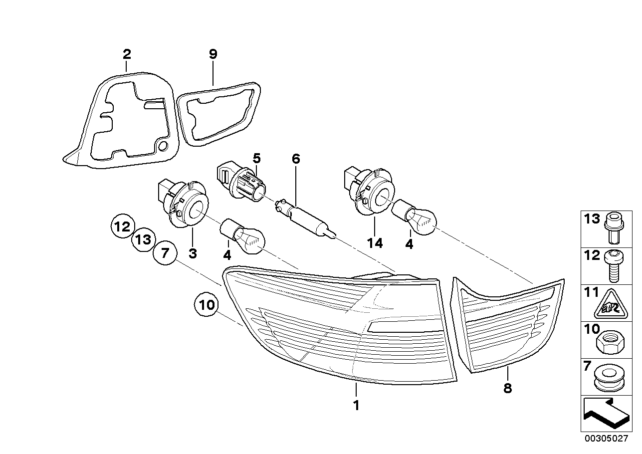 BMW 63217276399 Gasket, Rear Light, Trunk Lid, Left