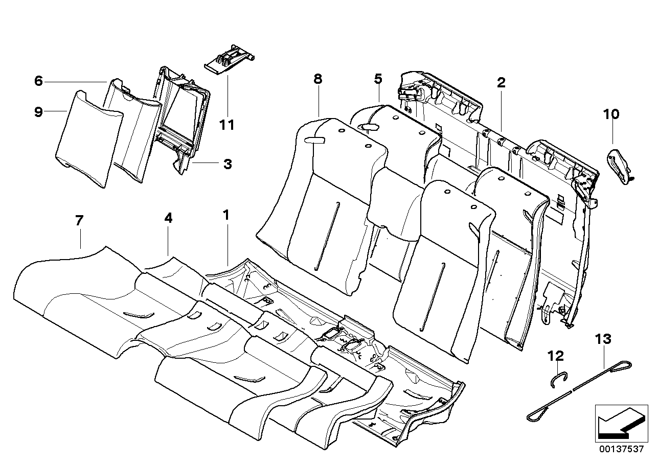 BMW 52207039807 Supporting Part, Backrest