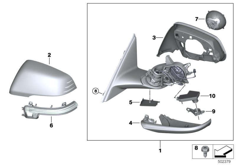 BMW 51169853505 OUTSIDE MIRROR HEATED WITH M