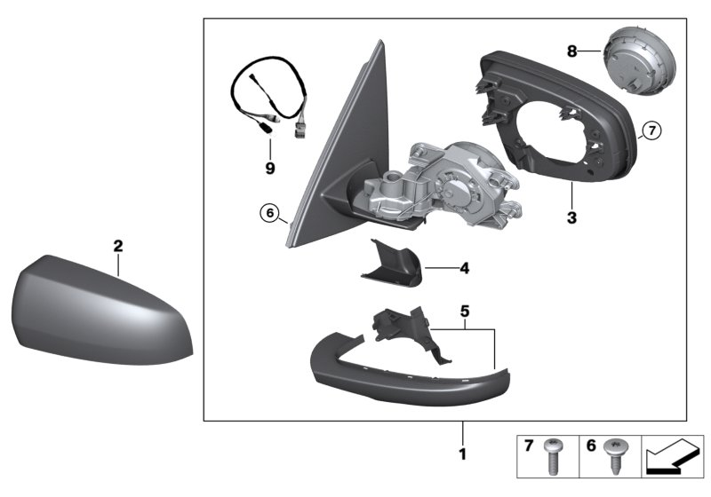 BMW 51167232542 Heated Outside Mirror, Right