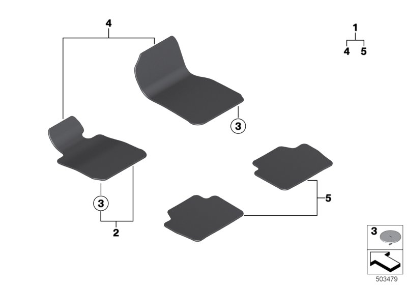 BMW 51477360795 Floor Mat Velours Driver Side