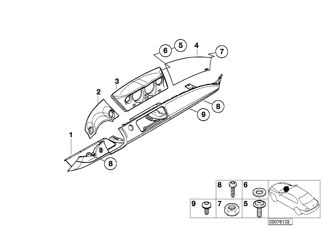 BMW 62108025885 Trim, Instrument.Panel,Left, W/Gear Indicator