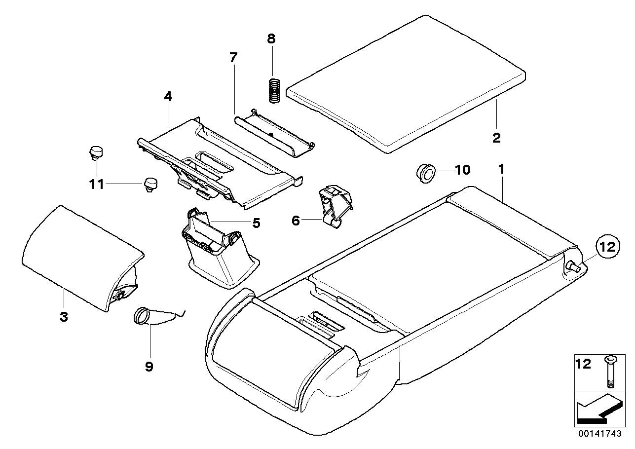 BMW 52207131688 Armrest, Rear, Imitation Leather